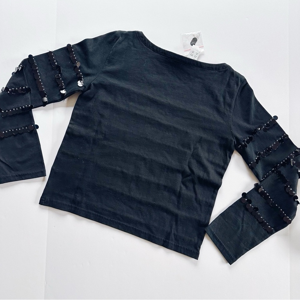 NEW J.Crew Heavy Jersey Long-Sleeve T-shirt With Paillette Embellishment - Picture 6 of 9